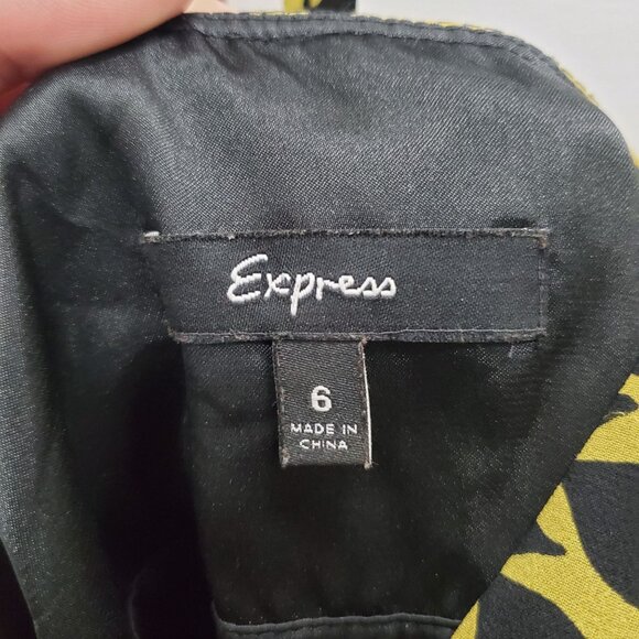 Express Women's Y2K Lime Purple Ombre Tropical Leaf Print Silk Halter Neck Top 6 - Picture 7 of 10